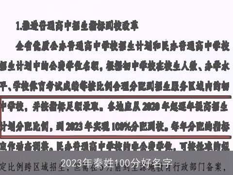 2023年秦姓100分好名字