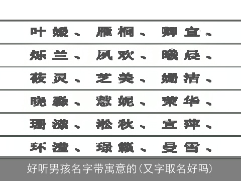 好听男孩名字带寓意的(又字取名好吗)