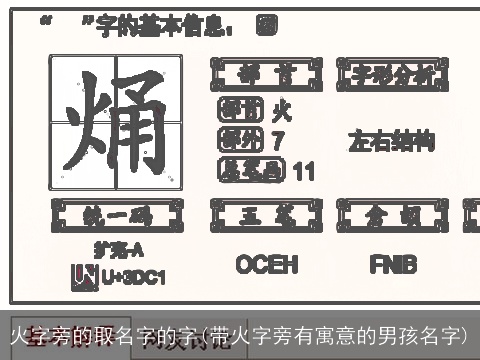 火字旁的取名字的字(带火字旁有寓意的男孩名字)