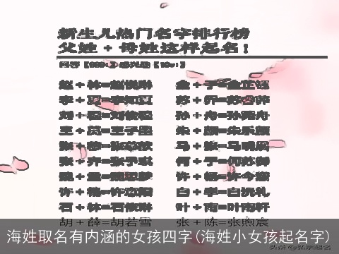 海姓取名有内涵的女孩四字(海姓小女孩起名字)