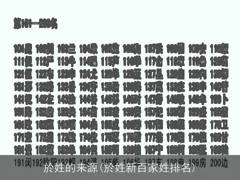 於姓的来源(於姓新百家姓排名)