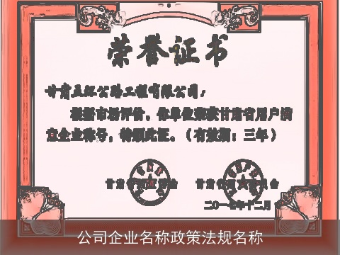 公司企业名称政策法规名称