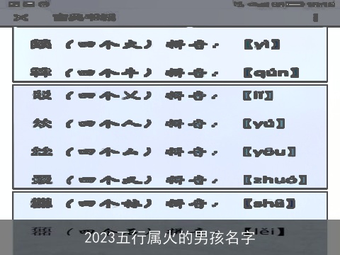 2023五行属火的男孩名字