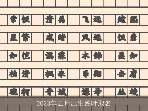 2023年五月出生姓叶取名