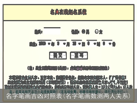 名字笔画吉凶对照表(名字笔画数测两人关系)