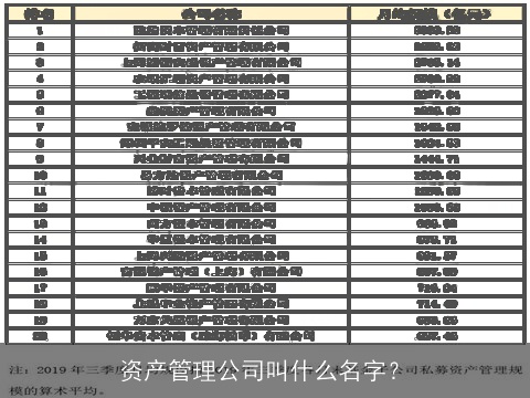 资产管理公司叫什么名字？