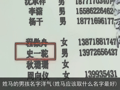 姓马的男孩名字洋气(姓马应该取什么名字最好)