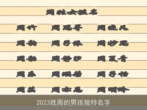 2023姓周的男孩独特名字