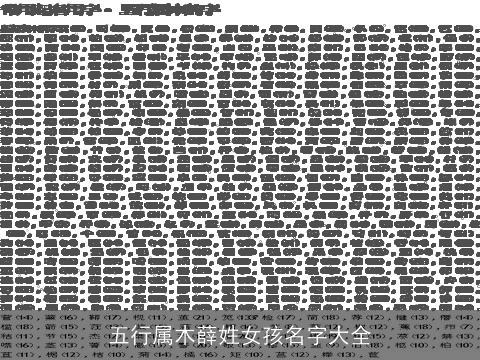 五行属木薛姓女孩名字大全