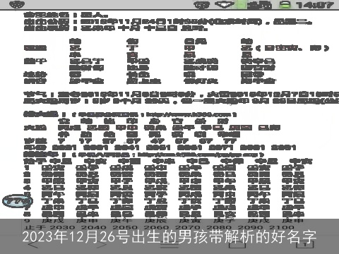 2023年12月26号出生的男孩带解析的好名字