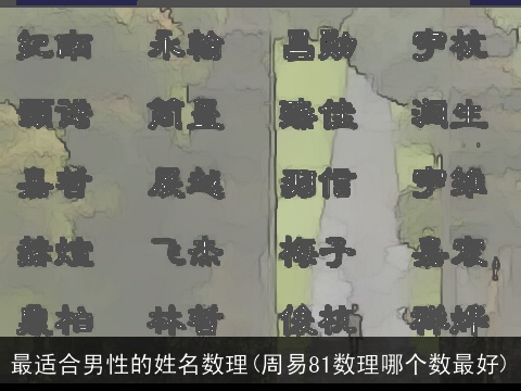 最适合男性的姓名数理(周易81数理哪个数最好)
