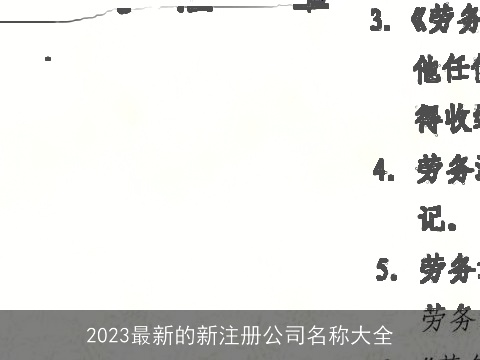2023最新的新注册公司名称大全