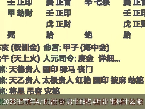 2023壬寅年4月出生的男生取名4月出生是什么命