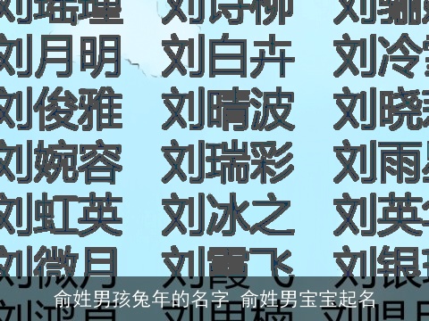 俞姓男孩龙年的名字 俞姓男宝宝起名
