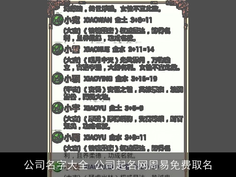 公司名字大全 公司起名网周易免费取名