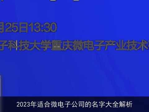 2023年适合微电子公司的名字大全解析
