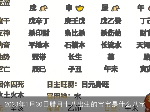 2023年1月30日腊月十八出生的宝宝是什么八字