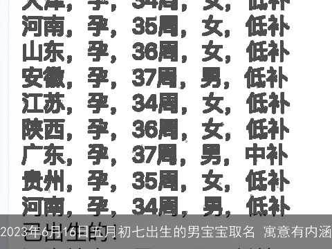 2023年6月16日五月初七出生的男宝宝取名 寓意有内涵