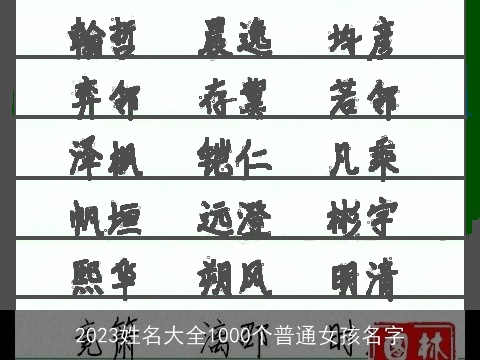 2023姓名大全1000个普通女孩名字