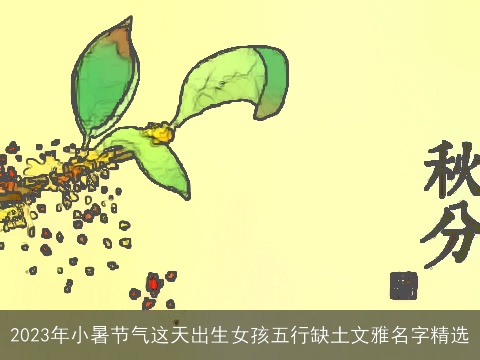 2023年小暑节气这天出生女孩五行缺土文雅名字精选