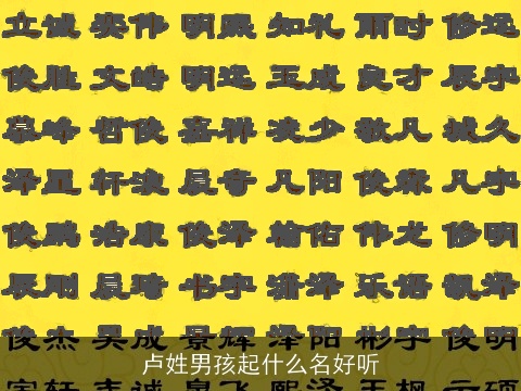 卢姓男孩起什么名好听