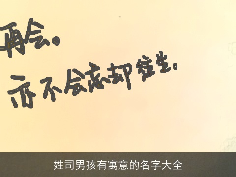姓司男孩有寓意的名字大全