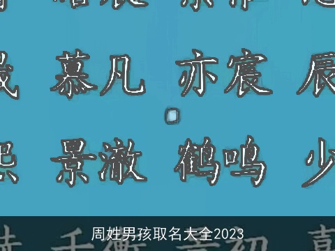 周姓男孩取名大全2023