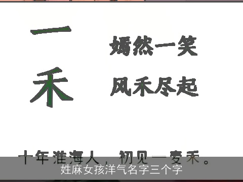 姓麻女孩洋气名字三个字