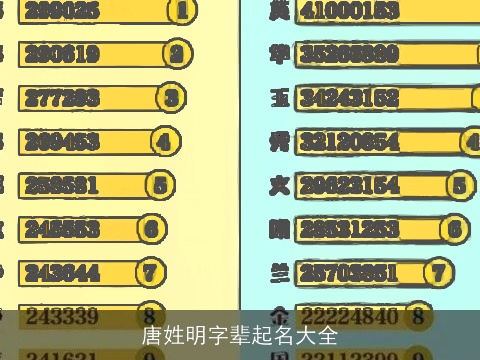 唐姓明字辈起名大全