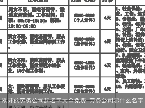 刚开的劳务公司起名字大全免费 劳务公司起什么名字