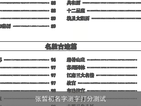 张皙初名字测字打分测试
