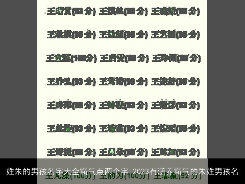 姓朱的男孩名字大全霸气点两个字 2023有涵养霸气的朱姓男孩名