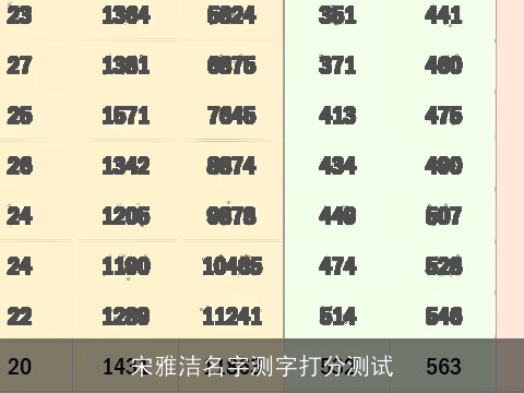 宋雅洁名字测字打分测试