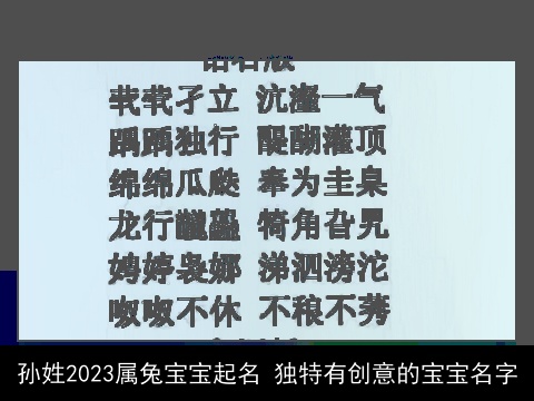 孙姓2023属兔宝宝起名 独特有创意的宝宝名字