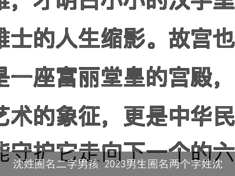 沈姓圈名二字男孩 2023男生圈名两个字姓沈