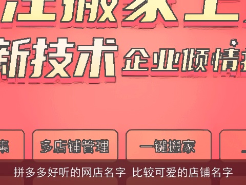 拼多多好听的网店名字 比较可爱的店铺名字