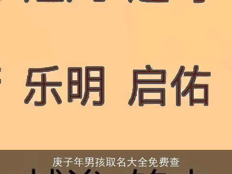 庚子年男孩取名大全免费查