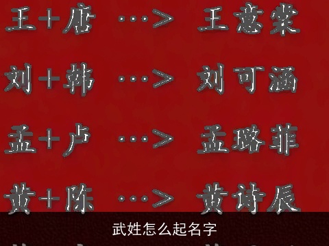 武姓怎么起名字