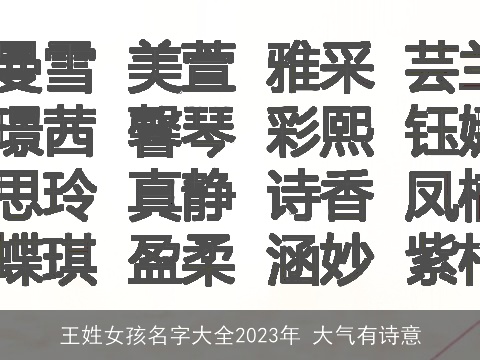 王姓女孩名字大全2023年 大气有诗意