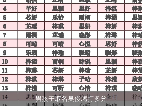 男孩子取名吴俊鸿打多分