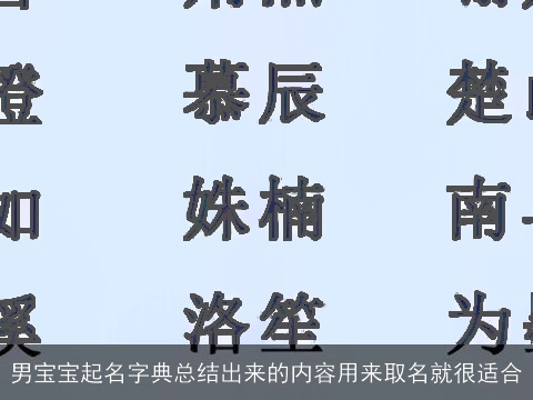 男宝宝起名字典总结出来的内容用来取名就很适合