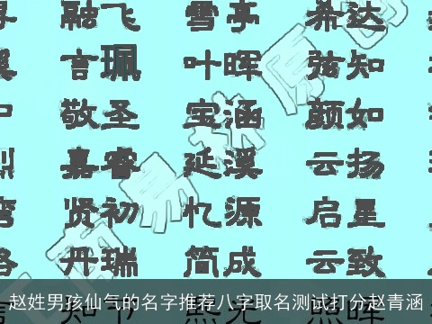 赵姓男孩仙气的名字推荐八字取名测试打分赵青涵