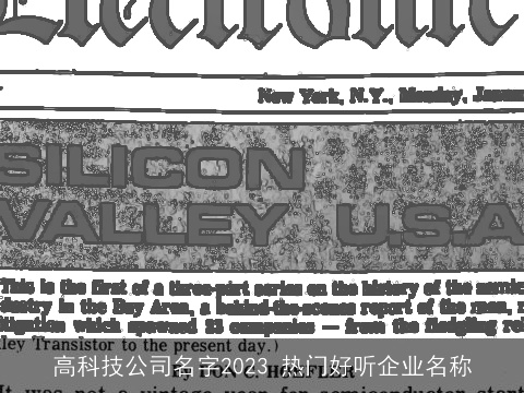 高科技公司名字2023 热门好听企业名称