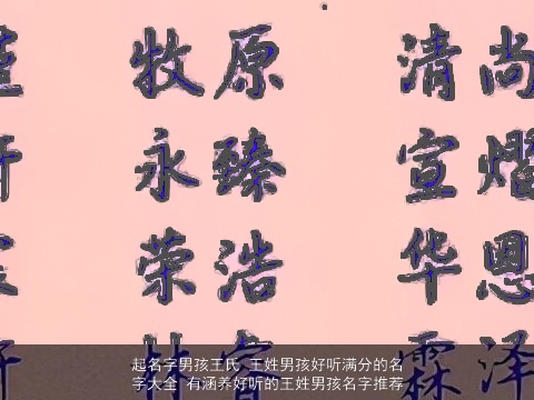 起名字男孩王氏 王姓男孩好听满分的名字大全 有涵养好听的王姓男孩名字推荐