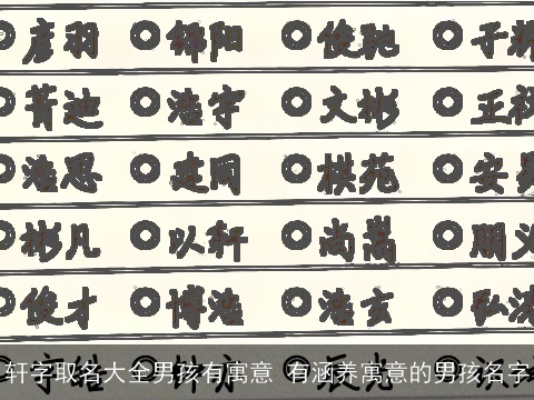 轩字取名大全男孩有寓意 有涵养寓意的男孩名字