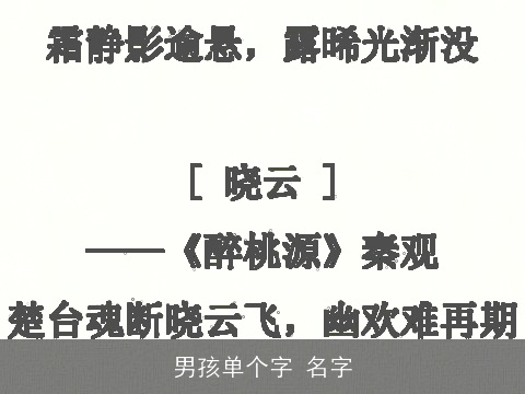 男孩单个字 名字