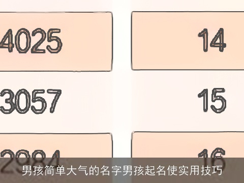 男孩简单大气的名字男孩起名使实用技巧