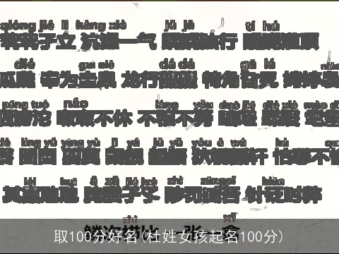 取100分好名(杜姓女孩起名100分)