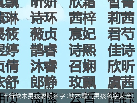 五行缺木男孩聪明名字(缺木霸气男孩名字大全)