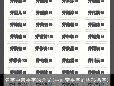 名字中带平字的含义(中间带平字的男孩名字)